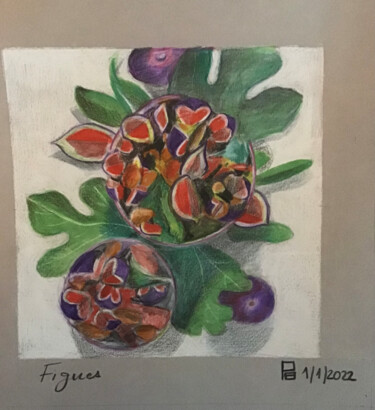 Dessin intitulée "Figues" par Pierre Bourban, Œuvre d'art originale, Crayon