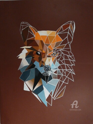Painting titled "Fox" by Pierre Boutouiller, Original Artwork, Acrylic