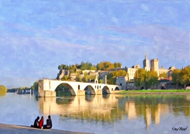 Painting titled "Pont Saint-Bénezet,…" by Pierre Brosse, Original Artwork