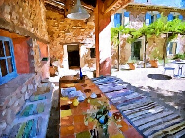 Painting titled "Al fresco, Provence" by Pierre Brosse, Original Artwork