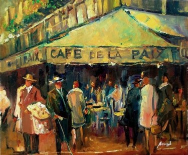 绘画 标题为“CAFE DE LA PAIX” 由Pierre Brunel, 原创艺术品