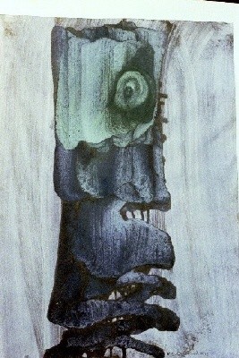Peinture intitulée "furious eye totem" par Pierre Carbonel, Œuvre d'art originale