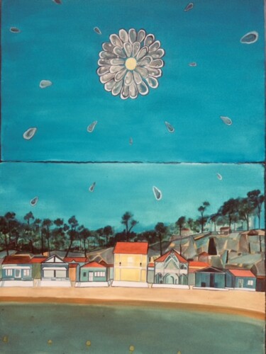 Malerei mit dem Titel "Le village de L'Her…" von Pierre Carret, Original-Kunstwerk, Acryl