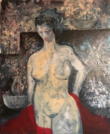 Malerei mit dem Titel "Femme au bain" von Pierre Cartereau, Original-Kunstwerk, Acryl