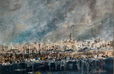 Картина под названием "Un port temps" - Pierre Cartereau, Подлинное произведение искусства, Акрил Установлен на Стекло