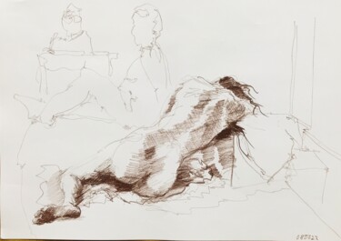 Drawing titled "Nu féminin_#3" by Pierre Charpentier, Original Artwork, Pencil