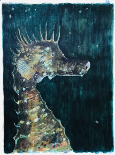 Painting titled "Nature_hippocampe_#1" by Pierre Charpentier, Original Artwork, Watercolor