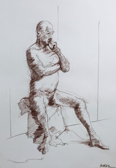 Peinture intitulée "Nu masculin_#4" par Pierre Charpentier, Œuvre d'art originale, Crayon