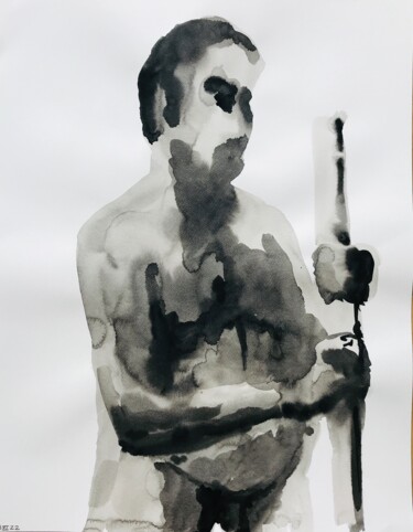 Painting titled "Nu masculin_#12_Hor…" by Pierre Charpentier, Original Artwork, Ink