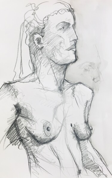 Рисунок под названием "Nu féminin_#11" - Pierre Charpentier, Подлинное произведение искусства, Графит