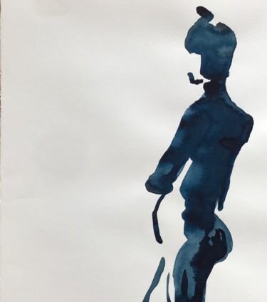 Painting titled "Silhouette de dos" by Pierre Charpentier, Original Artwork, Ink