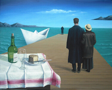 Pintura titulada "la dernière cène" por Pierre Collette, Obra de arte original, Oleo