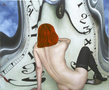 「S'écoule le temps」というタイトルの絵画 Pierre Colletteによって, オリジナルのアートワーク, オイル