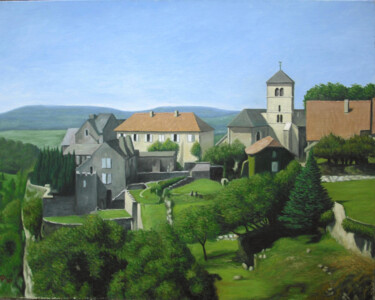 Malerei mit dem Titel "Château-Chalon" von Pierre Collette, Original-Kunstwerk, Öl