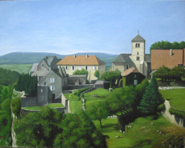 Painting titled "Château-Chalon" by Pierre Collette, Original Artwork, Oil