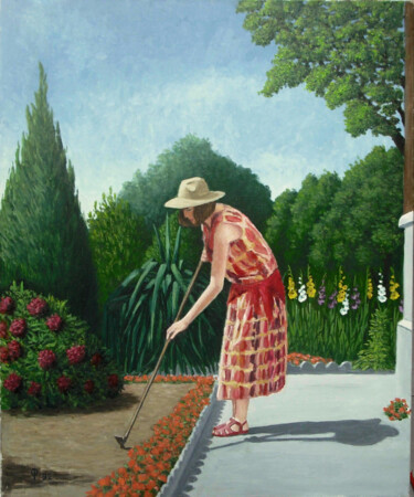 Peinture intitulée "La jardinière" par Pierre Collette, Œuvre d'art originale, Huile