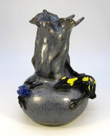 Sculptuur getiteld "vase salamandre" door Pierre David, Origineel Kunstwerk, Keramiek
