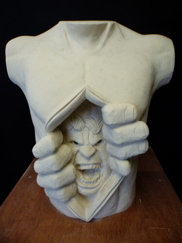 Sculpture titled "Colère" by Pierre Delinfini, Original Artwork, Stone