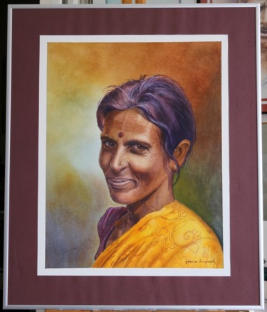 Peinture intitulée "Paysanne du Kerala" par Pierre Drussant, Œuvre d'art originale
