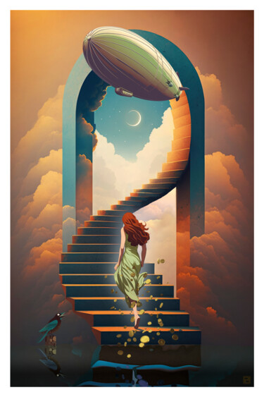 Digitale Kunst mit dem Titel "Stairway to Heaven…" von Pierre Duquoc, Original-Kunstwerk, Digitale Malerei