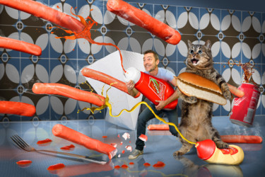 Digitale Kunst getiteld "Hot-dog commando" door Pierre Duquoc, Origineel Kunstwerk, Foto Montage
