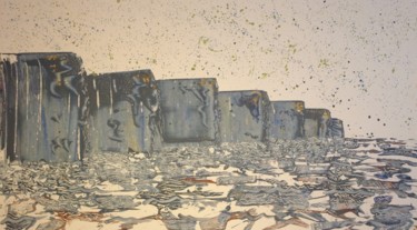 Painting titled "Falaises d'Opale" by Pierre Ecrepont, Original Artwork, Acrylic