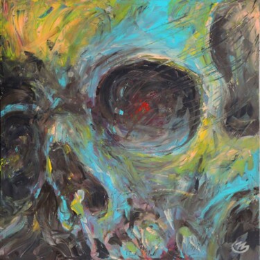 Painting titled "Blue skull" by Pierre Emile Andre (13), Original Artwork, Acrylic