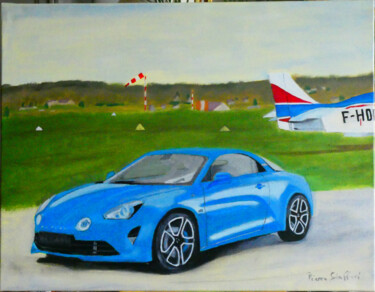 Painting titled "Alpine A110 à Chave…" by Pierre Giafferi (cesar luciano), Original Artwork, Oil