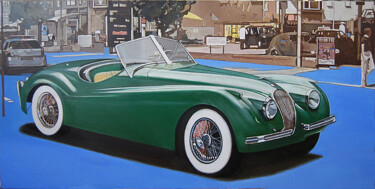 Картина под названием "jaguar XK120 à Lond…" - Pierre Giafferi (cesar luciano), Подлинное произведение искусства, Масло