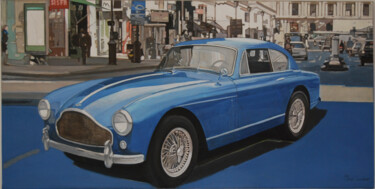 Painting titled "aston martin bleue…" by Pierre Giafferi (cesar luciano), Original Artwork, Oil