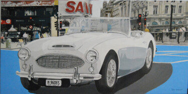 Painting titled "austin healey à Lon…" by Pierre Giafferi (cesar luciano), Original Artwork, Oil