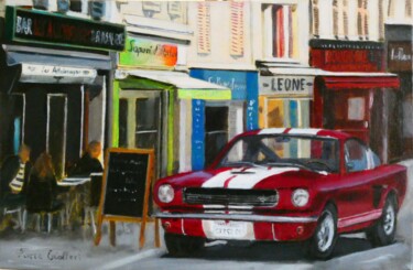 Painting titled "Ford GT40 à Thonon" by Pierre Giafferi (cesar luciano), Original Artwork, Oil