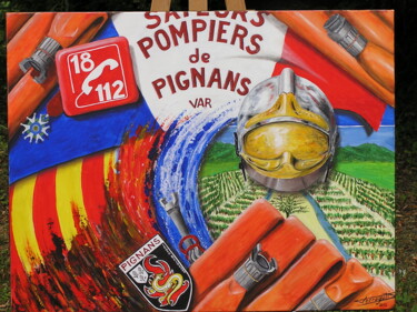 Peinture intitulée "SAPEURS POMPIERS DE…" par Ferraguti  Pierre-Gilles, Œuvre d'art originale, Acrylique