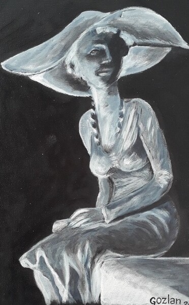Painting titled "statue de femme tro…" by Pierre Isaac Gozlan, Original Artwork, Oil