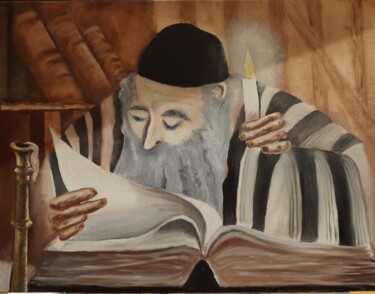 Painting titled "RACHI commentateur…" by Pierre Isaac Gozlan, Original Artwork, Oil