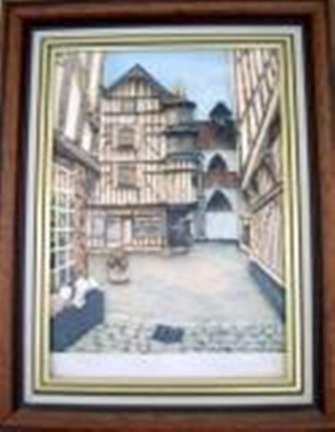 Peinture intitulée "Rue piétonne de Tro…" par Pierre Isaac Gozlan, Œuvre d'art originale
