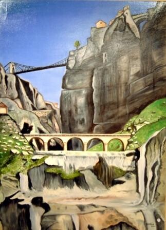 Peinture intitulée "Les Gorges du Rhumm…" par Pierre Isaac Gozlan, Œuvre d'art originale, Huile