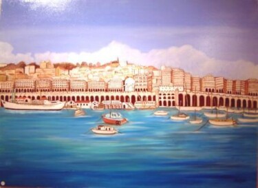 Peinture intitulée "port d'Alger" par Pierre Isaac Gozlan, Œuvre d'art originale, Huile
