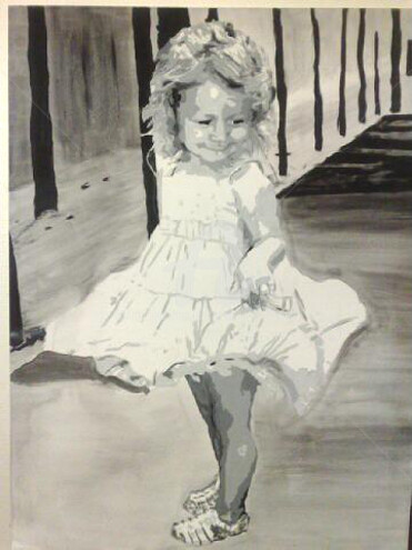 Peinture intitulée "littlegirlplaying.j…" par Pierre-Henri Le-Defond, Œuvre d'art originale, Acrylique