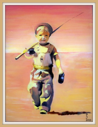 Peinture intitulée "Petit pêcheur à Roy…" par Pierre Jactat, Œuvre d'art originale, Acrylique