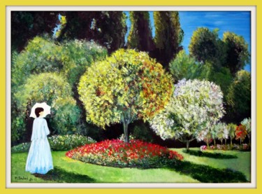 Peinture intitulée "Femme au jardin" par Pierre Jactat, Œuvre d'art originale, Huile