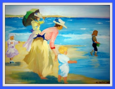 Peinture intitulée "Sur la plage" par Pierre Jactat, Œuvre d'art originale, Acrylique