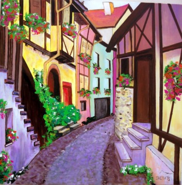 Peinture intitulée "Rue alsacienne" par Pierre Jactat, Œuvre d'art originale, Acrylique