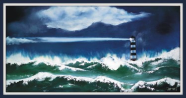 Peinture intitulée "Nuit en mer" par Pierre Jactat, Œuvre d'art originale, Huile