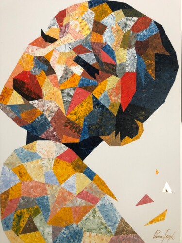 Painting titled "Mosaic Elle t’envoi…" by Pierre Joseph, Original Artwork, Oil Mounted on Wood Stretcher frame