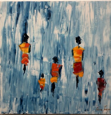 Painting titled "Un instant ensemble" by Pierre Joseph, Original Artwork, Oil Mounted on Wood Stretcher frame