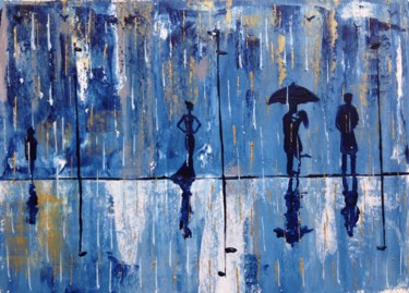 Peinture intitulée "Silhouttes en quai" par Pierre Joseph, Œuvre d'art originale, Huile