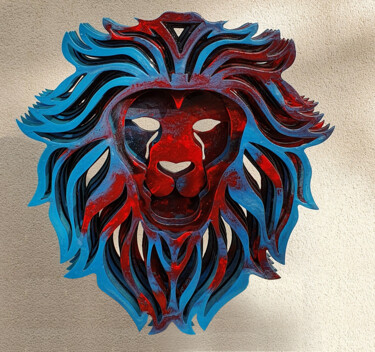 Sculpture titled "Lion RB" by Pierre Lamblin, Original Artwork, Aluminium