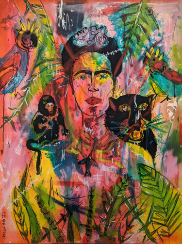 Painting titled "Merci Frida" by Pierre Lamblin, Original Artwork, Acrylic