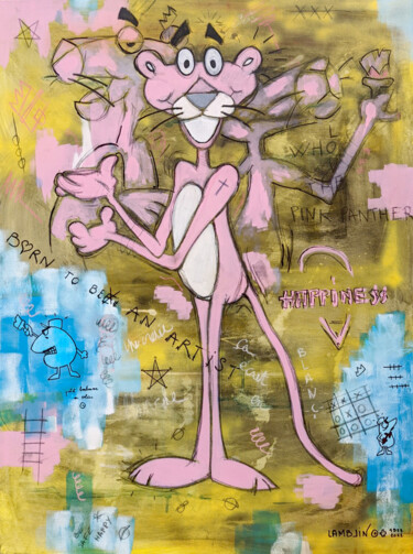 Painting titled "Pincky" by Pierre Lamblin, Original Artwork, Spray paint Mounted on Wood Stretcher frame
